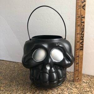 Vintage General Foam Halloween Skeleton Blow Mold Candy Pail Bucket